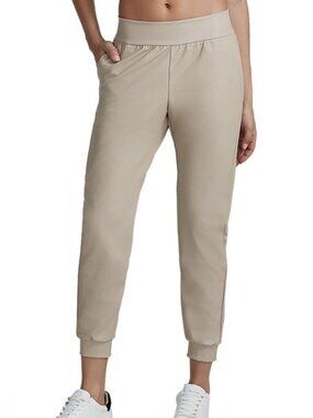 Commando Faux Leather Jogger Pant Beige Brown Women XS Pockets Athleisure Casual